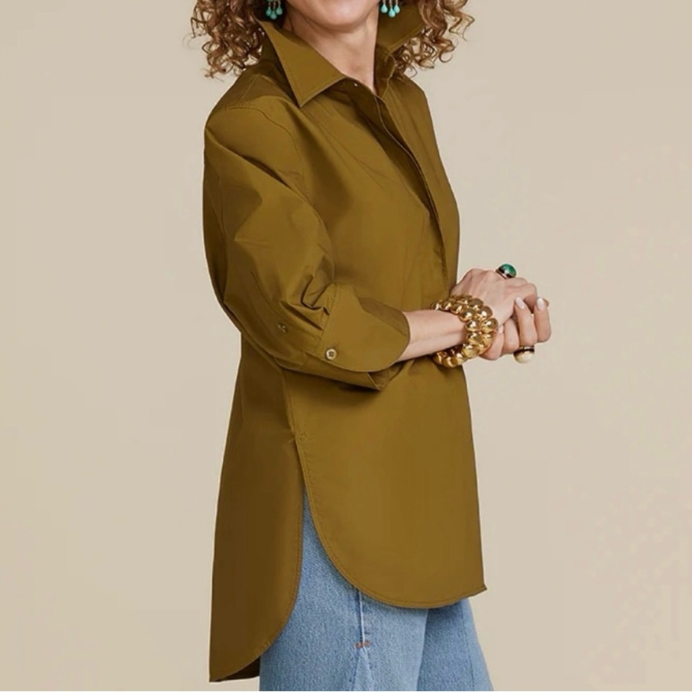 CARLA ROCKMORE Olive Tuxedo Shirt - Picture 3 of 8